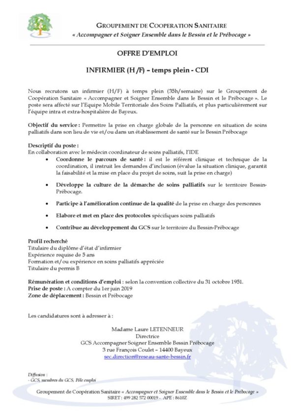 OFFRE D’EMPLOI INFIRMIER (H /F) temps plein CDI OncoNormandie OFFRE D’EMPLOI INFIRMIER (H /F) temps plein CDI OncoNormandie