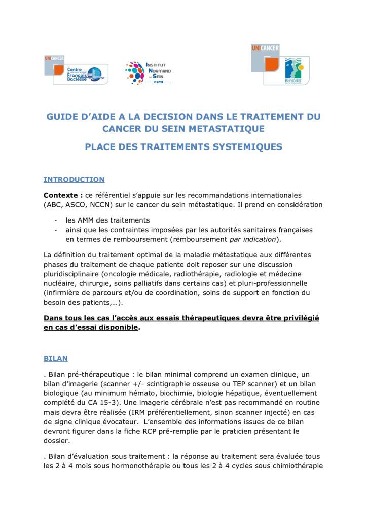 thumbnail of GUIDE D’AIDE A LA DECISION DANS LE TRAITEMENT DU CANCER DU SEIN METASTATIQUE_CFB_CHB Mai 2019